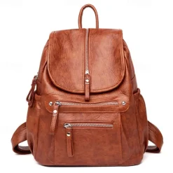 Large Capacity PU Leather Backpack for School and Travel - Stylish and Durable, Perfect for Students, Back to School