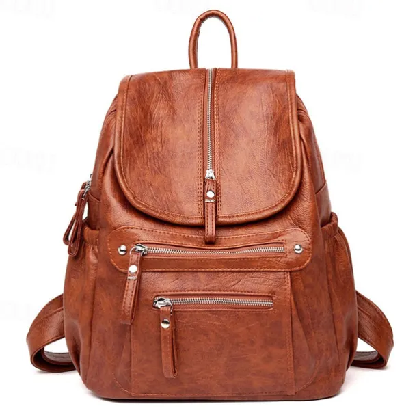 Large Capacity PU Leather Backpack for School and Travel - Stylish and Durable, Perfect for Students, Back to School