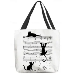 Large Capacity Tote Bag with 3D Cat Print and Paw Patterns – Casual Lightweight Shopping Bag for Cat Lovers, Perfect for Daily Use and Gift Giving