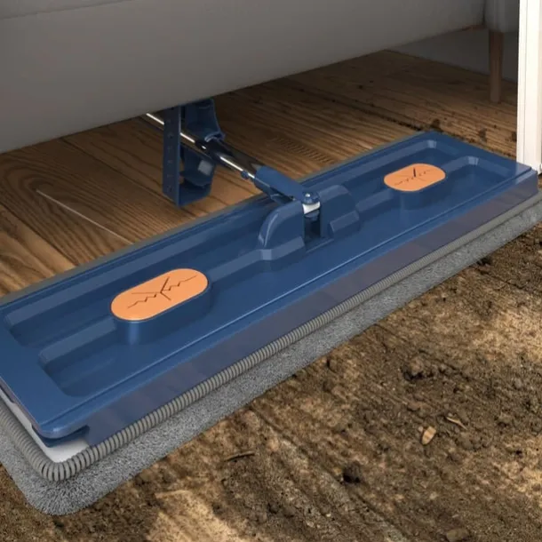 Large Flat Mop, 360° Rotatable Large Surface Microfiber Flat Squeeze Mop, with Dewatering Scraper Tool, Stainless Steel Long Handle Mop for Floor, Window