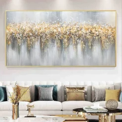Large hand painted Abstract Gold Texture Oil Painting on Canvas hand painted Minimalist Yellow Ripple Acrylic Painting Modern artwork painting for Living Room Wall Art Decor
