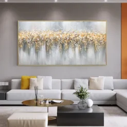 Large hand painted Abstract Gold Texture Oil Painting on Canvas hand painted Minimalist Yellow Ripple Acrylic Painting Modern artwork painting for Living Room Wall Art Decor