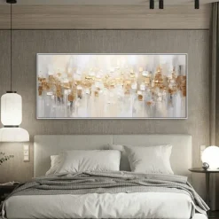 Large hand painted Abstract Gold Texture Oil Painting on Canvas hand painted Minimalist Yellow Ripple Acrylic Painting Modern artwork painting for Living Room Wall Art Decor