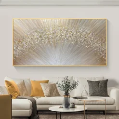 Large hand painted Abstract Gold Texture Oil Painting on Canvas hand painted Minimalist Yellow Ripple Acrylic Painting Modern artwork painting for Living Room Wall Art Decor