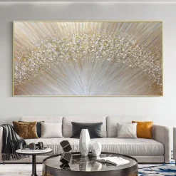 Large hand painted Abstract Gold Texture Oil Painting on Canvas hand painted Minimalist Yellow Ripple Acrylic Painting Modern artwork painting for Living Room Wall Art Decor