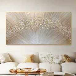 Large hand painted Abstract Gold Texture Oil Painting on Canvas hand painted Minimalist Yellow Ripple Acrylic Painting Modern artwork painting for Living Room Wall Art Decor