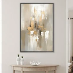 Large hand painted Gold Leaf Painting On Canvas Abstract Beige Oil Painting Luxury Art Textured Painting Hand Painted Art Golden oil painting Wall Decoration for hotel decoration