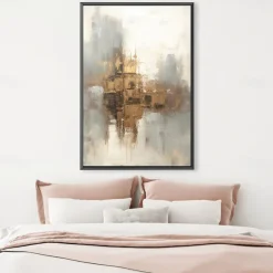 Large hand painted Gold Leaf Painting On Canvas Abstract Beige Oil Painting Luxury Art Textured Painting Hand Painted Art Golden oil painting Wall Decoration for hotel decoration