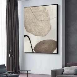 Large handmade Brown abstract stone oil painting Grey painting handmade modern painting modern office art painting for living room bedroom wall decoration