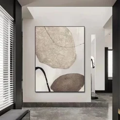 Large handmade Brown abstract stone oil painting Grey painting handmade modern painting modern office art painting for living room bedroom wall decoration