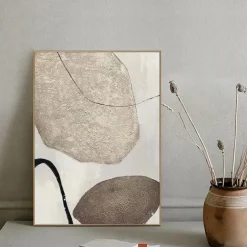 Large handmade Brown abstract stone oil painting Grey painting handmade modern painting modern office art painting for living room bedroom wall decoration