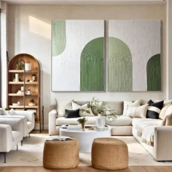 Large Handpainted Abstract 3DOil painting on Canvas handmade Minimalist Wall Art Modern Textured Green Painting Oversized Canvas Art Room Decoration