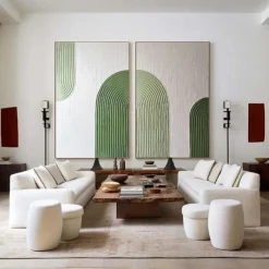 Large Handpainted Abstract 3DOil painting on Canvas handmade Minimalist Wall Art Modern Textured Green Painting Oversized Canvas Art Room Decoration