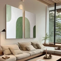 Large Handpainted Abstract 3DOil painting on Canvas handmade Minimalist Wall Art Modern Textured Green Painting Oversized Canvas Art Room Decoration