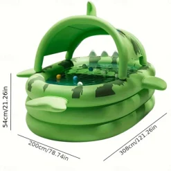 Large Inflatable Swimming Pool Shark-Themed Durable PVC Material Perfect for Family Outdoor Water Parties