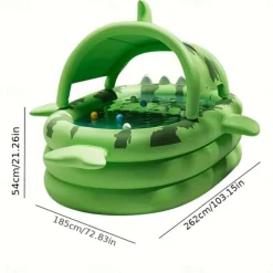 Large Inflatable Swimming Pool Shark-Themed Durable PVC Material Perfect for Family Outdoor Water Parties