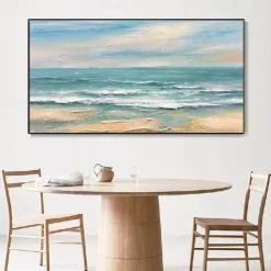 Large Ocean Seascape Canvas Oil Painting Beach Waves painting Hand-Painted Texture Painting Sunrise Landscape oil paintings Wall Art Custom Vacation Souvenir Gift paintings