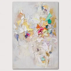 Large Texture Abstract Oil Painting Colorful Painting White Textured Art Knife Painting Hand-painted Abstract Art Large Canvas Art Modern Art