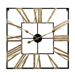 Large Wall Clock Roman Numeral Wall Clock Outdoor Garden Wall Clock Metal Square Skeleton Clock for Living Room Cafe Hotel Office Home Decor 58 cm