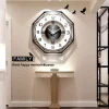 Large Wall Clocks for Living Room Decor 16 inch Silent Modern Wall Clocks Wall Clock Battery Operated Non Ticking Black Wood Decorative Clock Wall for Kitchen Bedroom Office Classroom