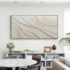 Large white oil painting handmade 3D White Canvas Oil Painting handmade Abstract painting handmade Wall Art pattle Knife wave Painting Light Luxury oil painting for Living Room bedroom wall Decor