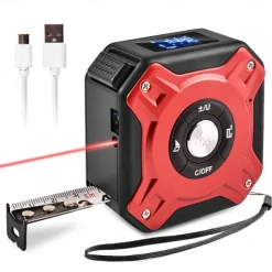 Laser Tape Measure 2-in-1 Laser Measure 131 Ft Multifunctional Tape Measure 16 Ft/5M with LCD Digital Display Nylon Coating Tape with Magnetic Hook for DIY Measuring Area/Volume