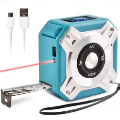 Laser Tape Measure 2-in-1 Laser Measure 131 Ft Multifunctional Tape Measure 16 Ft/5M with LCD Digital Display Nylon Coating Tape with Magnetic Hook for DIY Measuring Area/Volume