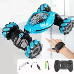 Latest 4WD 1:14 Scale Remote Control Stunt Car 2.4G Wireless RC Drift Car Led Lights Watch Gesture Sensor Rotating Children's Toy Gift