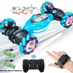 Latest 4WD 1:14 Scale Remote Control Stunt Car 2.4G Wireless RC Drift Car Led Lights Watch Gesture Sensor Rotating Children's Toy Gift