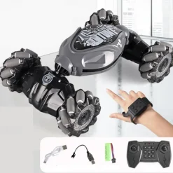 Latest 4WD 1:14 Scale Remote Control Stunt Car 2.4G Wireless RC Drift Car Led Lights Watch Gesture Sensor Rotating Children's Toy Gift