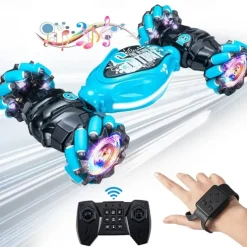 Latest 4WD 1:14 Scale Remote Control Stunt Car 2.4G Wireless RC Drift Car Led Lights Watch Gesture Sensor Rotating Children's Toy Gift