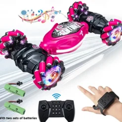 Latest 4WD 1:14 Scale Remote Control Stunt Car 2.4G Wireless RC Drift Car Led Lights Watch Gesture Sensor Rotating Children's Toy Gift