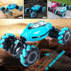 Latest 4WD 1:14 Scale Remote Control Stunt Car 2.4G Wireless RC Drift Car Led Lights Watch Gesture Sensor Rotating Children's Toy Gift