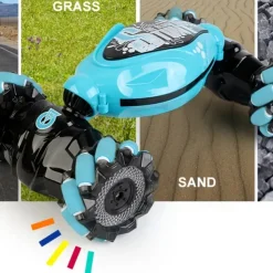 Latest 4WD 1:14 Scale Remote Control Stunt Car 2.4G Wireless RC Drift Car Led Lights Watch Gesture Sensor Rotating Children's Toy Gift