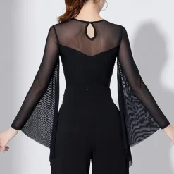 Latin Dance Ballroom Dance Leotard / Onesie Hollow-out Pure Color Splicing Women's Performance Training Long Sleeve High Polyester