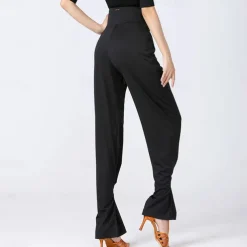 Latin Dance Ballroom Dance Pants Pure Color Splicing Women's Performance Training High Polyester