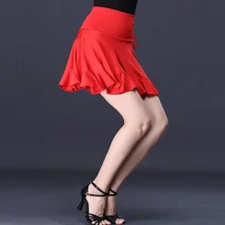 Latin Dance Ballroom Dance Skirts Printing Pleats Pure Color Women's Performance Training High Milk Fiber