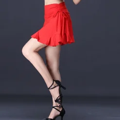 Latin Dance Ballroom Dance Skirts Printing Pleats Pure Color Women's Performance Training High Milk Fiber