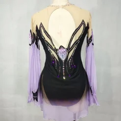 Latin Dance Ballroom Dance Gymnastics Dress Glitter Acrylic Jewels Splicing Women's Girls' Performance Party Long Sleeve Natural Elastic Mesh Elastane