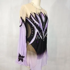 Latin Dance Ballroom Dance Gymnastics Dress Glitter Acrylic Jewels Splicing Women's Girls' Performance Party Long Sleeve Natural Elastic Mesh Elastane