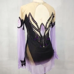 Latin Dance Ballroom Dance Gymnastics Dress Glitter Acrylic Jewels Splicing Women's Girls' Performance Party Long Sleeve Natural Elastic Mesh Elastane