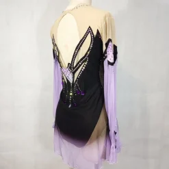 Latin Dance Ballroom Dance Gymnastics Dress Glitter Acrylic Jewels Splicing Women's Girls' Performance Party Long Sleeve Natural Elastic Mesh Elastane