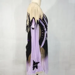 Latin Dance Ballroom Dance Gymnastics Dress Glitter Acrylic Jewels Splicing Women's Girls' Performance Party Long Sleeve Natural Elastic Mesh Elastane