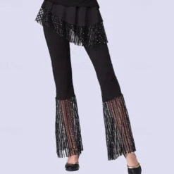 Latin Dance Ballroom Dance Pants Ruffles Pure Color Splicing Women's Performance Training High Spandex