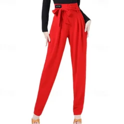 Latin Dance Ballroom Dance Pants Sashes / Ribbons Buttons Pure Color Women's Performance Training High Spandex