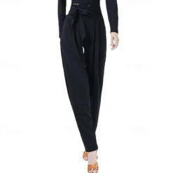 Latin Dance Ballroom Dance Pants Sashes / Ribbons Buttons Pure Color Women's Performance Training High Spandex