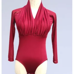 Latin Dance Dance Costumes Leotard / Onesie Pure Color Women's Performance Training Long Sleeve High Milk Fiber