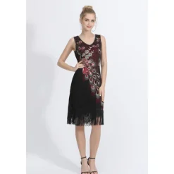 Latin Dance Dance Costumes Dress Beading Tassel Sequins Women's Performance Party Sleeveless Natural Polyester