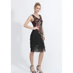 Latin Dance Dance Costumes Dress Beading Tassel Sequins Women's Performance Party Sleeveless Natural Polyester