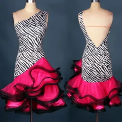 Latin Dance Dress Ruffles Split Joint Women's Performance Practise Sleeveless Spandex Organza